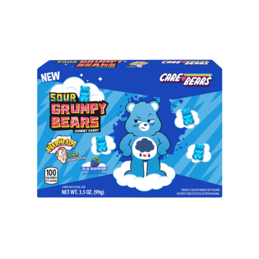 Care Bears Sour Grumpy Bears blue raspberry gummy candy theatre box 99g