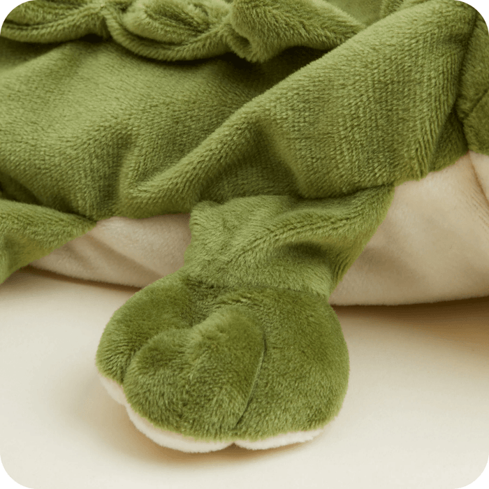 Close-up of Warmies Alligator plush toy foot detail