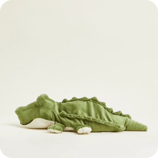 Side view of Warmies Alligator plush toy