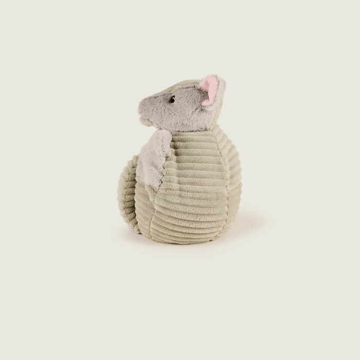 Side view of Warmies Armadillo plush toy