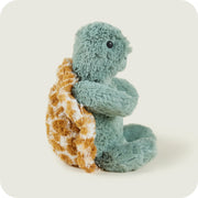 Right profile view of Warmies heatable turtle plush

