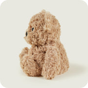 Right side angle of Warmies curly bear with soft texture

