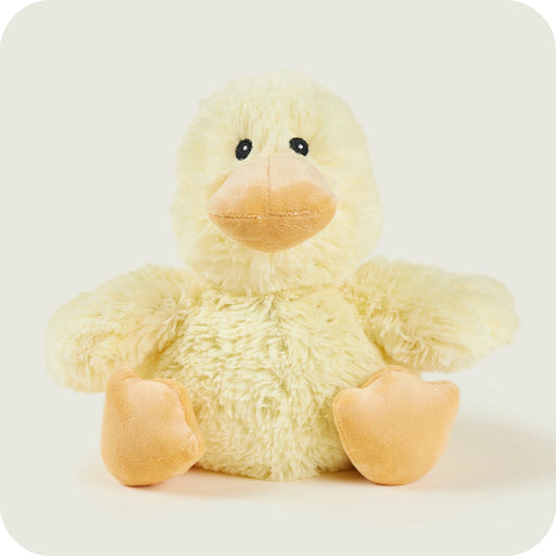 Soft yellow Warmies chick plush toy with orange beak and feet

