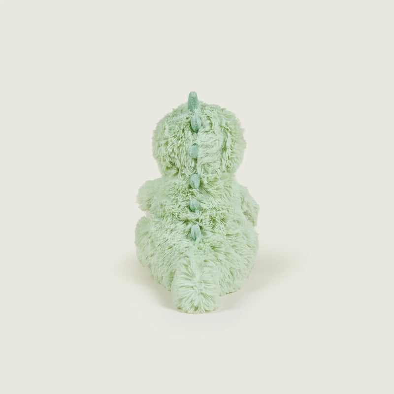 Back view of Warmies Green Baby Dinosaur microwaveable plush