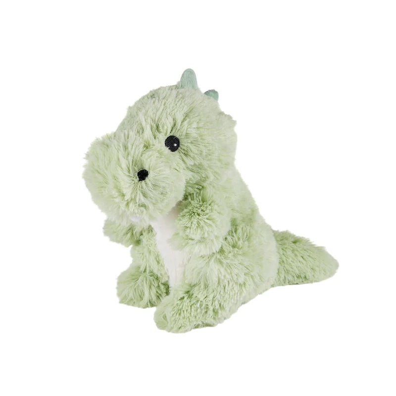 Front angle of Warmies Green Baby Dinosaur microwaveable plush