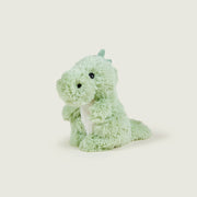Front facing view of Warmies Green Baby Dinosaur microwaveable plush