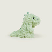 Right side view of Warmies Green Baby Dinosaur microwaveable plush