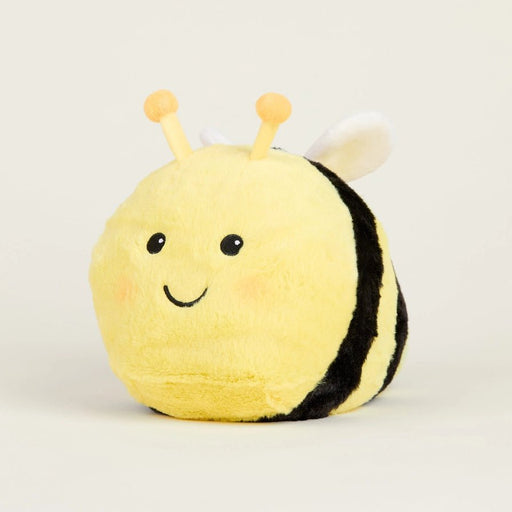 Warmies Honey Bee plush toy with yellow and black stripes and smiley face