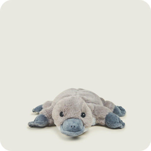 Warmies Junior Platypus soft grey plush toy front view