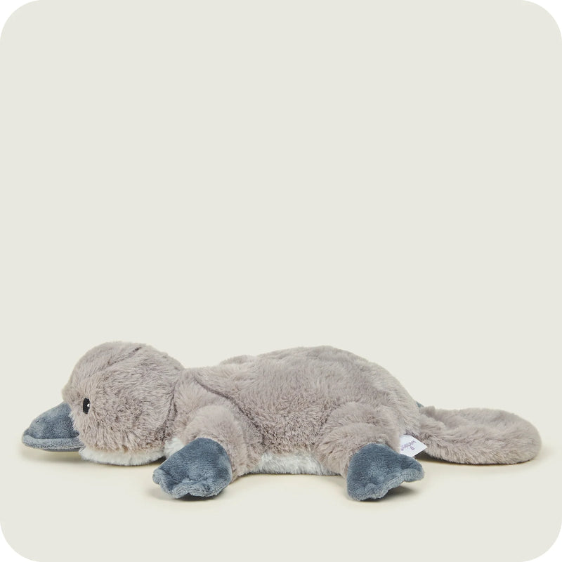 Side profile of Warmies Junior Platypus plush toy