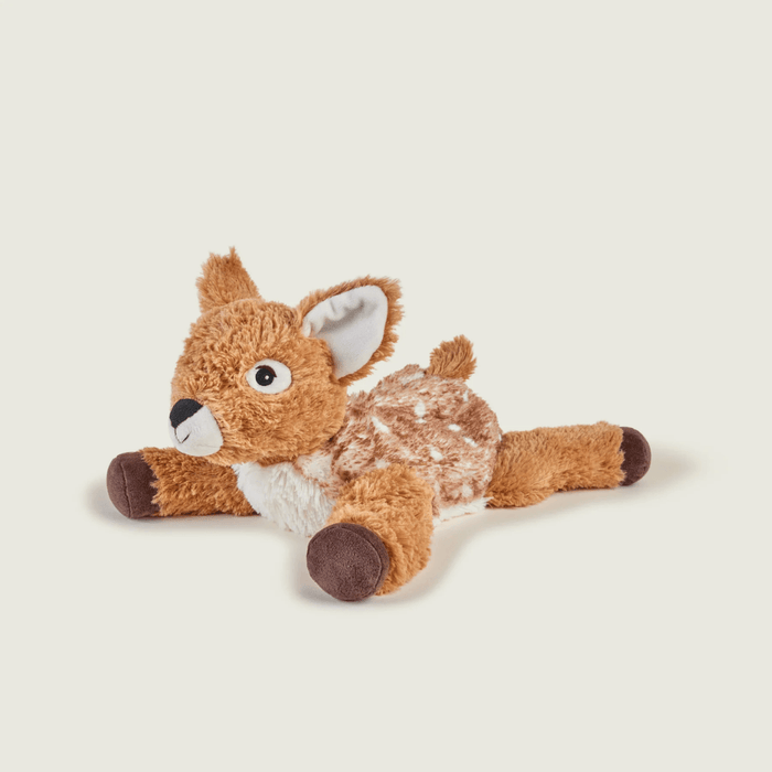Angled view of Warmies Laying Deer plush toy