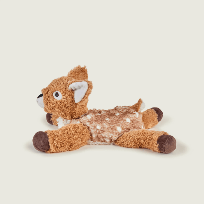 Side view of Warmies Laying Deer heatable plush toy