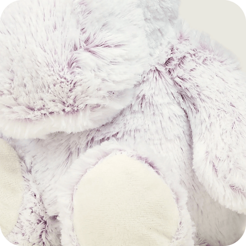 Close-up of Warmies Marshmallow Hippo plush fur and paw detail