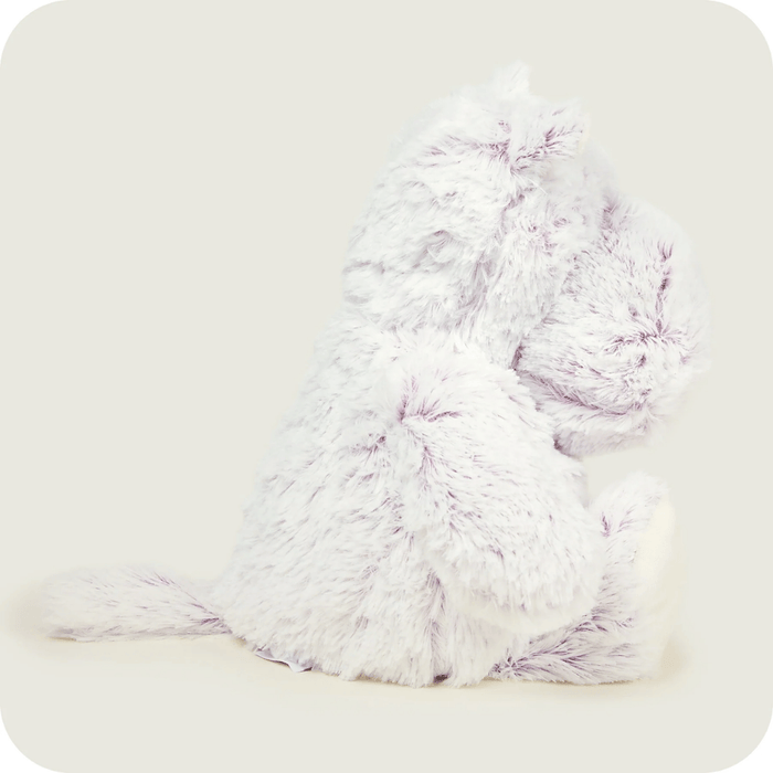 Side profile of Warmies Marshmallow Hippo plush toy