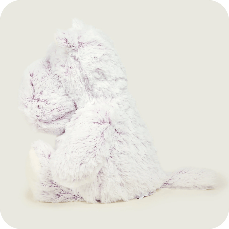 Side view of Warmies Marshmallow Hippo heatable plush toy