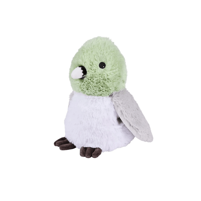 Front side view of Warmies Pigeon plush toy
