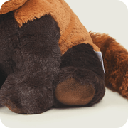 Close-up detail of Warmies Red Panda plush paw and body