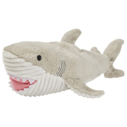 Close-up front view of Warmies Shark plush toy