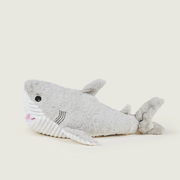 Side view of Warmies Shark plush toy