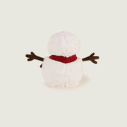 Back view of Warmies Snowman plush showing scarf wrapped around the neck.