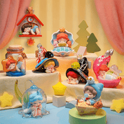Full collection of Wendy Follow the Moon figures arranged on pastel stage

