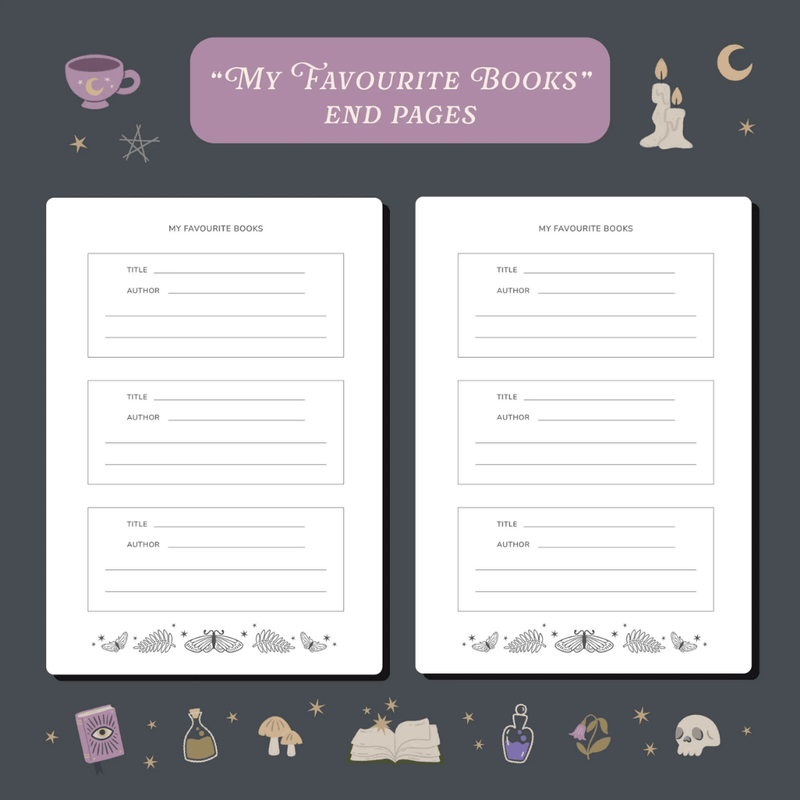 Favourite books pages inside the Whimsy Witch Reading Journal