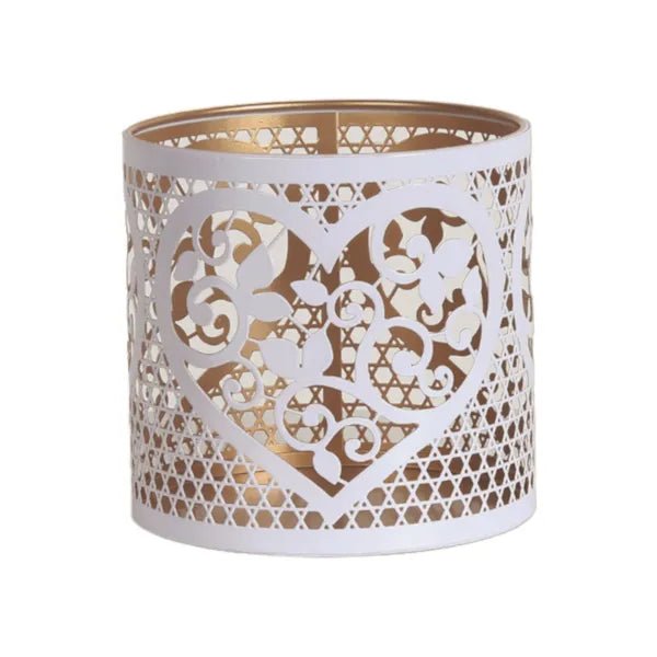 White Heart Cutout Wax Melt Burner – Metal & Glass - Something Different Gift Shop