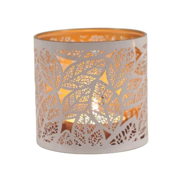 White Leaf Cutout Wax Melt Burner – Botanical Glow Design - Something Different Gift Shop