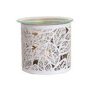 White Leaf Cutout Wax Melt Burner – Botanical Glow Design - Something Different Gift Shop