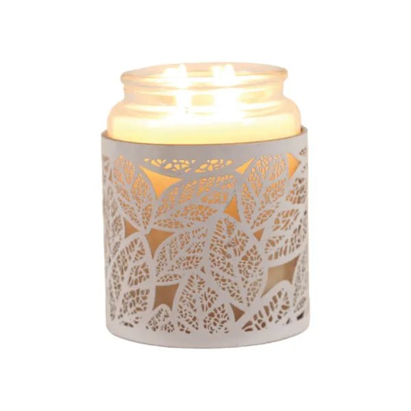 White Leaf Cutout Wax Melt Burner – Botanical Glow Design - Something Different Gift Shop