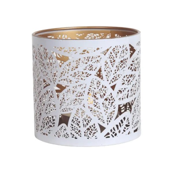 White Leaf Cutout Wax Melt Burner – Botanical Glow Design - Something Different Gift Shop