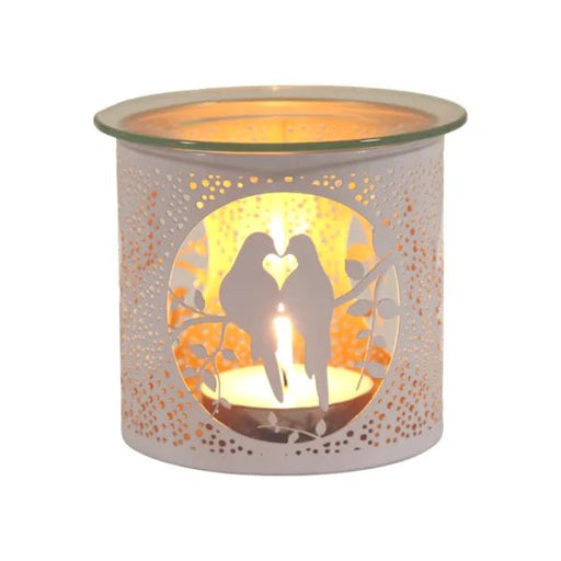 White Lovebirds Wax Melt Burner – Romantic Cutout Design - Something Different Gift Shop