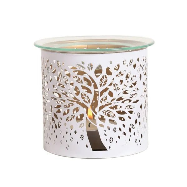 White Tree of Life Wax Melt Burner – Cutout Metal Design - Something Different Gift Shop
