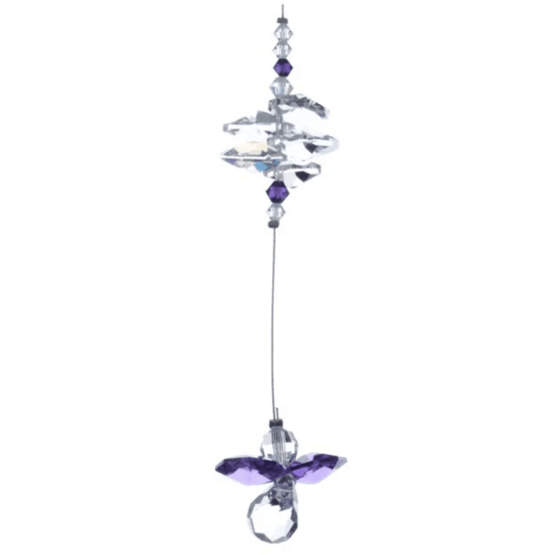 Wild Things amethyst guardian angel crystal cascade suncatcher on white background