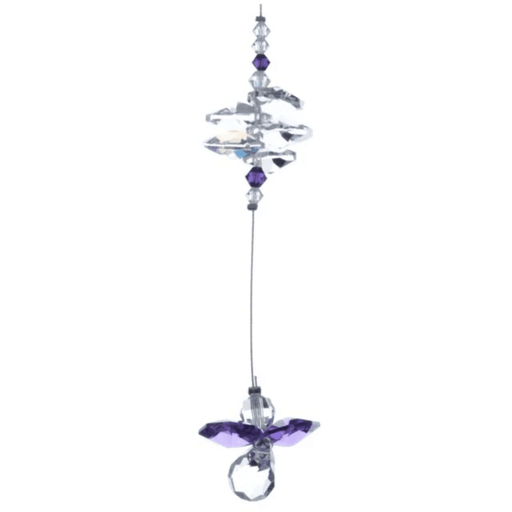 Wild Things amethyst guardian angel crystal cascade suncatcher on white background