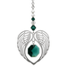Wild Things emerald angel wing heart suncatcher with octagon crystal on white background