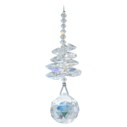 Wild Things Aurora Borealis birthstone cascade crystal suncatcher with 20mm faceted ball pendant on white background