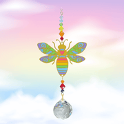 Bee Rainbow suncatcher sparkling against a pastel sky, ready to cast prismatic rainbows

