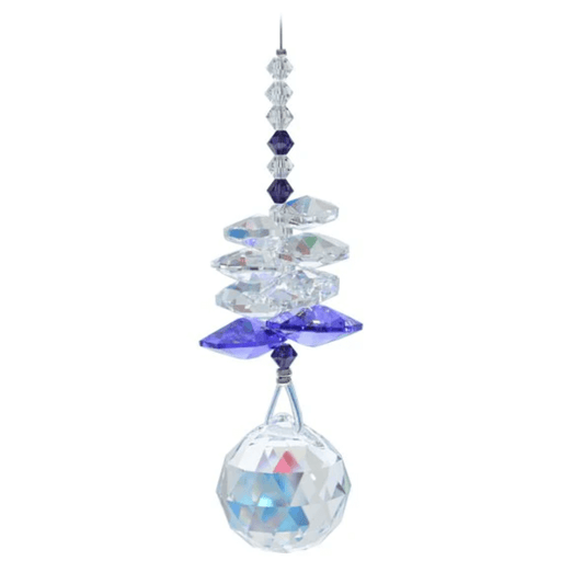 Wild Things Birthstone Cascade Amethyst (February) crystal suncatcher with clear and purple crystals and 20mm ball