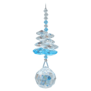 Wild Things Birthstone Cascade Aquamarine (March) crystal suncatcher with clear and aqua-blue crystals and 20mm ball