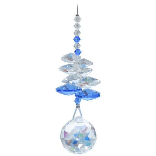 Wild Things Sapphire Birthstone (September) Cascade crystal suncatcher with clear and sapphire crystals and 20mm ball