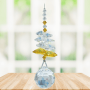 Wild Things Topaz Birthstone (November) crystal suncatcher in window with clear crystals and 20mm ball pendant