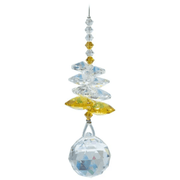 Wild Things Birthstone Cascade Topaz (November) crystal suncatcher with clear and golden topaz crystals and 20mm ball