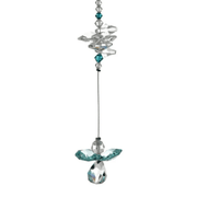 Wild Things blue zircon guardian angel crystal cascade suncatcher on white background