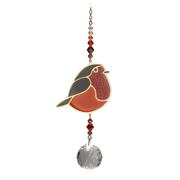 Wild Things Crystal Dreams Robin suncatcher with red robin charm and clear crystal drop