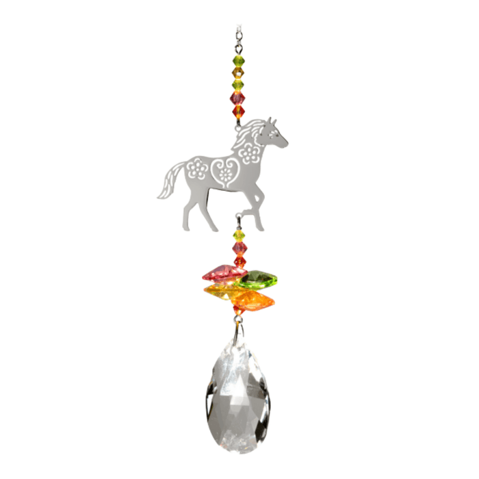 Wild Things Crystal Fantasy Horse suncatcher with silver horse charm and clear crystal drop