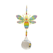 Wild Things Crystal Wonders rainbow bee crystal suncatcher on white background, mirror-gold bee motif with rainbow colours and 30mm crystal ball pendant.
