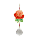 Wild Things Crystal Wonders rose crystal suncatcher on white background, mirror-gold rose motif with red petals, green leaves and 30mm crystal ball pendant.
