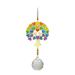 Wild Things Crystal Wonders Tree of Life rainbow crystal suncatcher on white background, mirror-gold motif with rainbow hearts and 30mm crystal ball pendant.