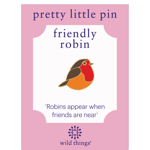 Wild Things Cute Robin Christmas enamel pin with festive bird design